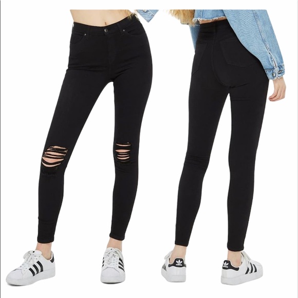 Topshop Denim - Topshop distressed high waisted skinny jeans